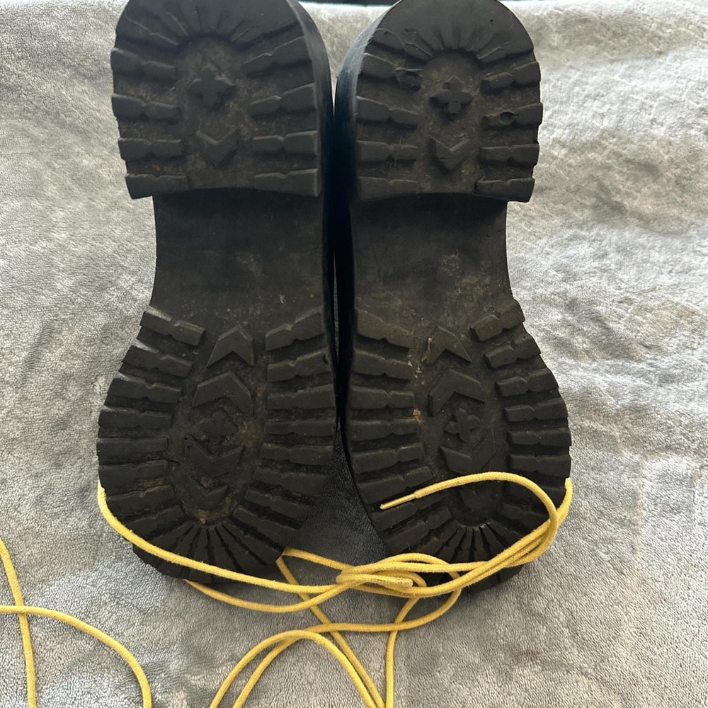BLK & YELLOW Chunky Combat Boots - Picture 3 of 6